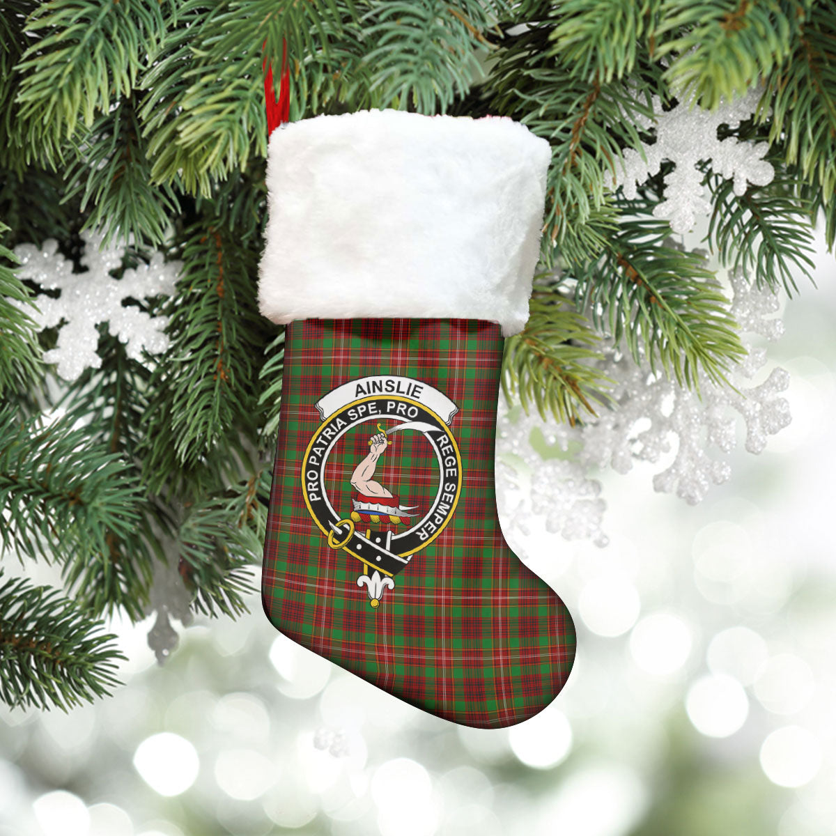 Ainslie Tartan Crest Christmas Stocking