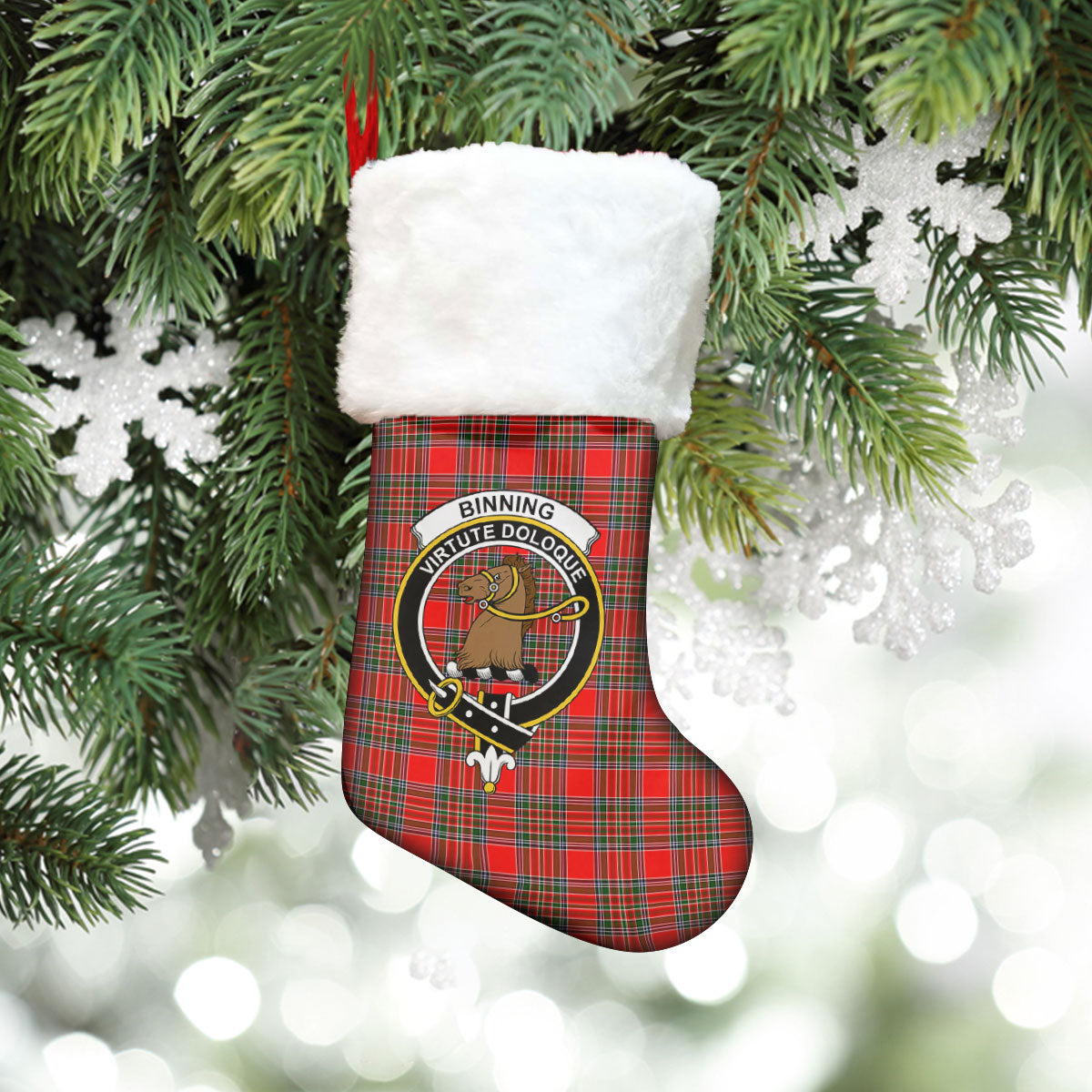 Binning (of Wallifoord) Tartan Crest Christmas Stocking