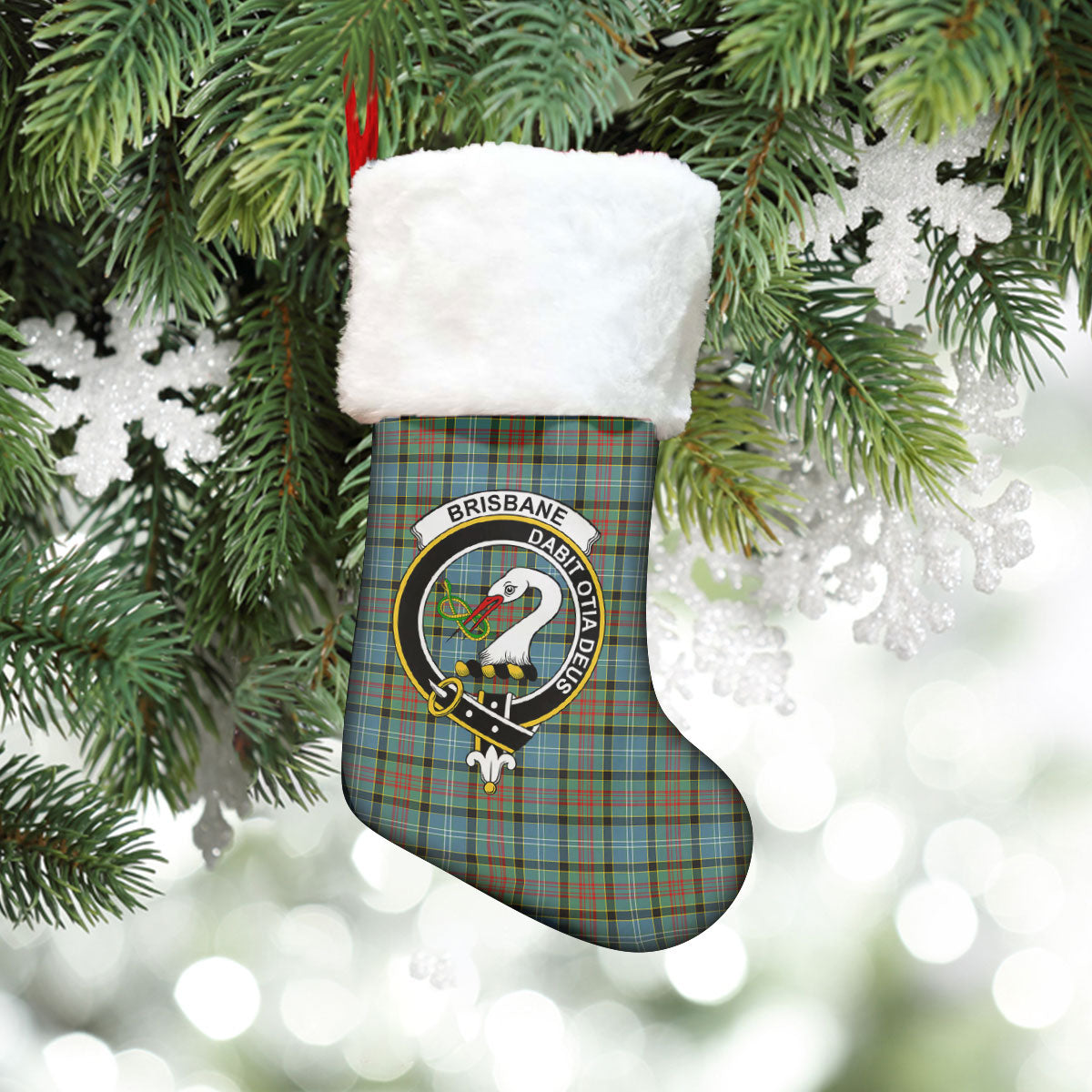 Brisbane Tartan Crest Christmas Stocking