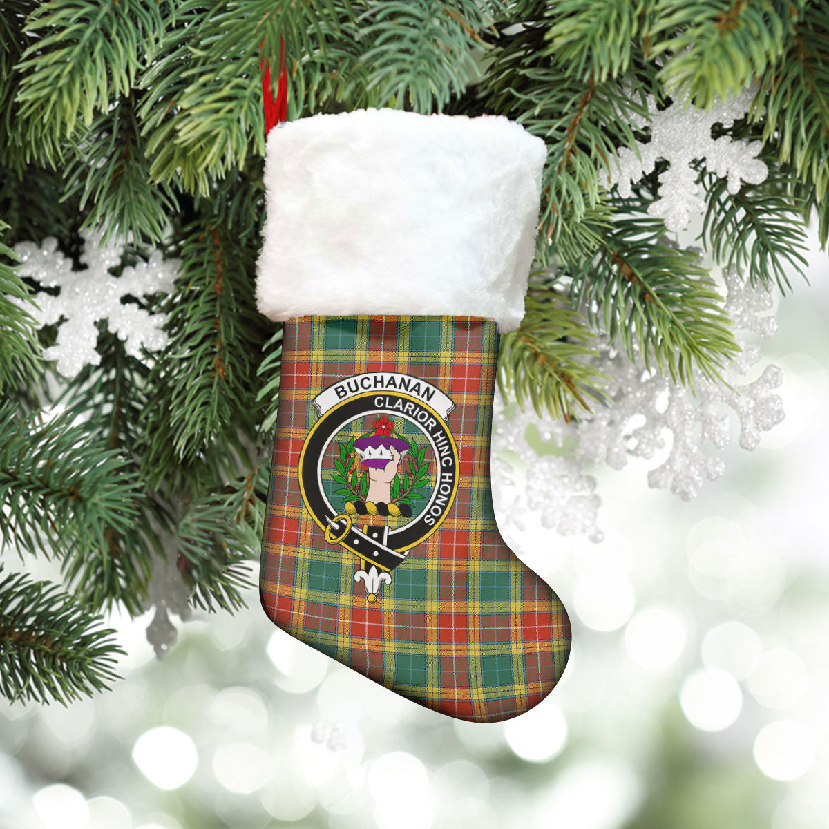 Buchanan Old Sett Tartan Crest Christmas Stocking