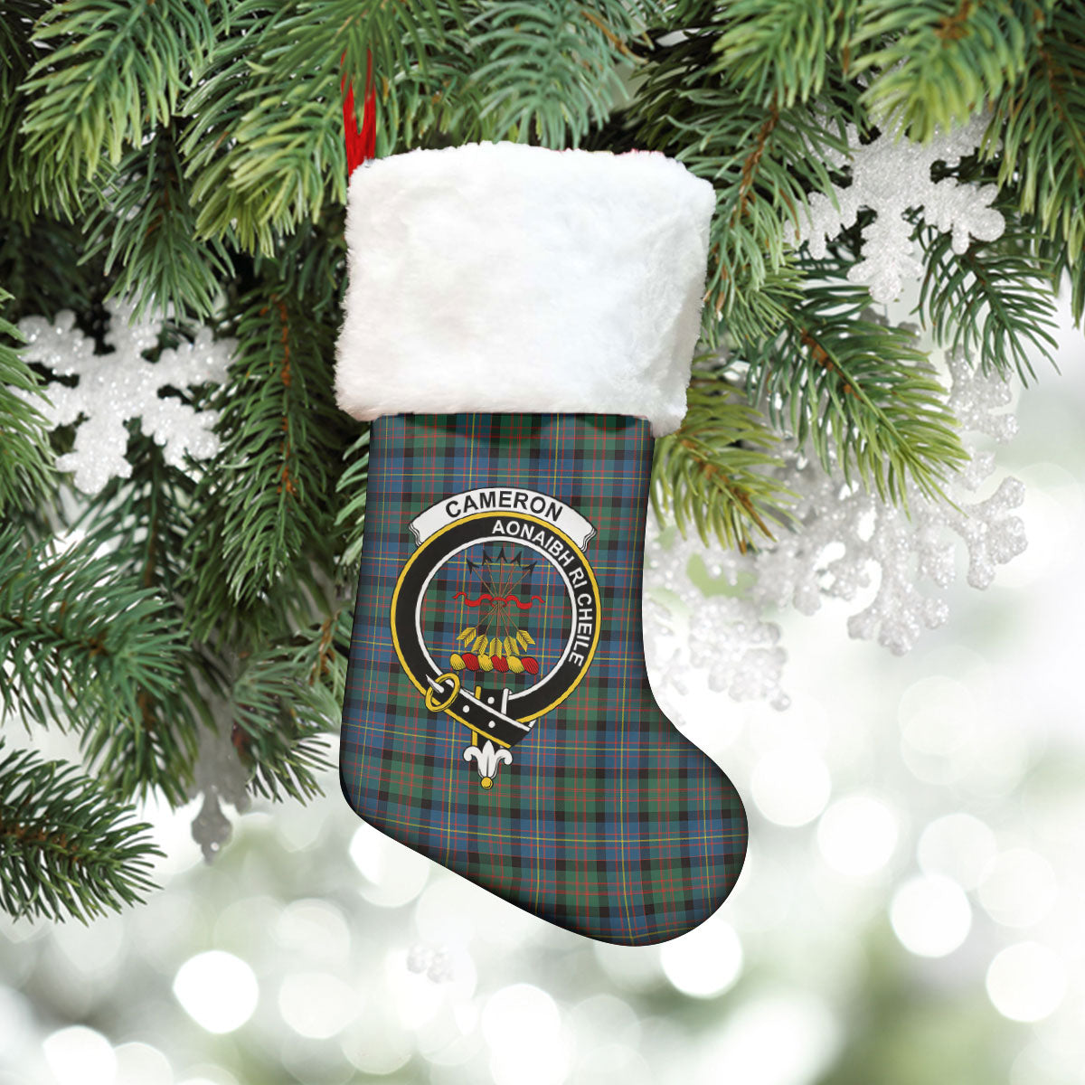 Cameron of Erracht Ancient Tartan Crest Christmas Stocking