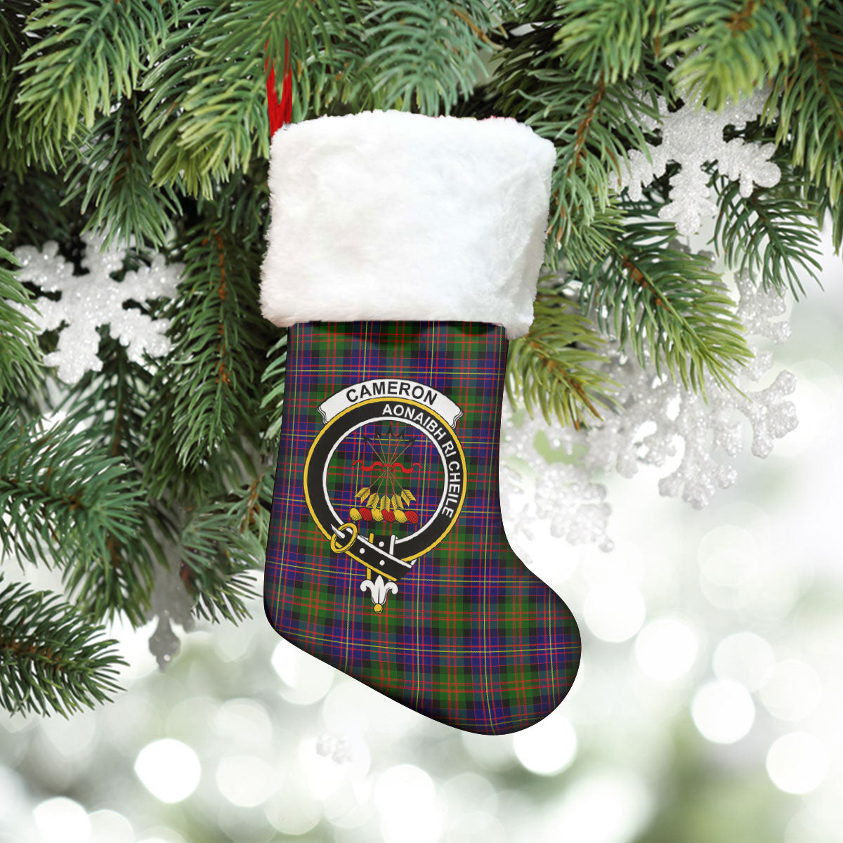 Cameron of Erracht Modern Tartan Crest Christmas Stocking