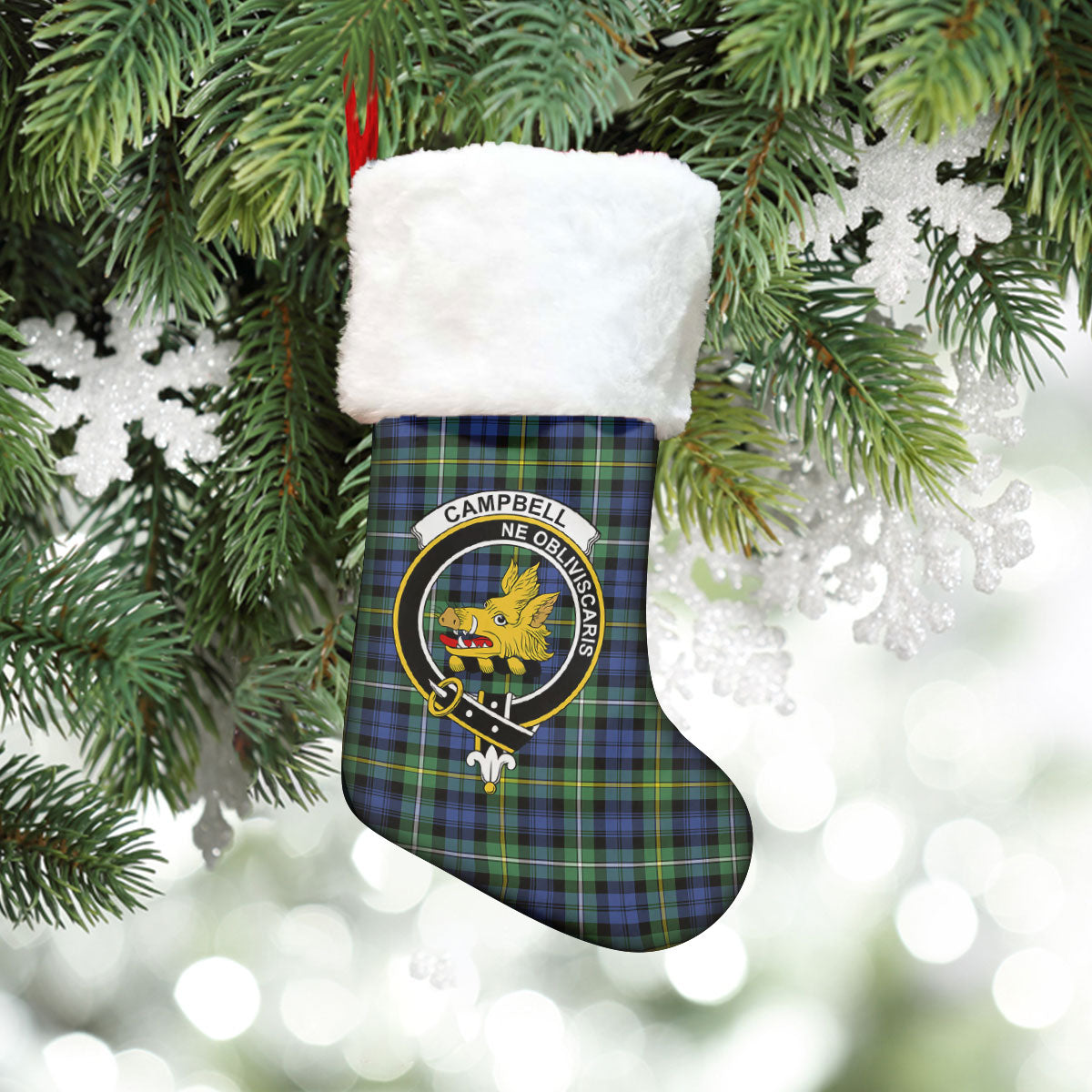 Campbell Argyll Ancient Tartan Crest Christmas Stocking