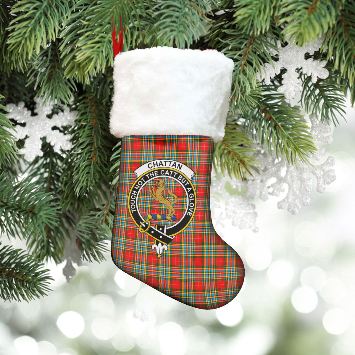 Chattan Tartan Crest Christmas Stocking