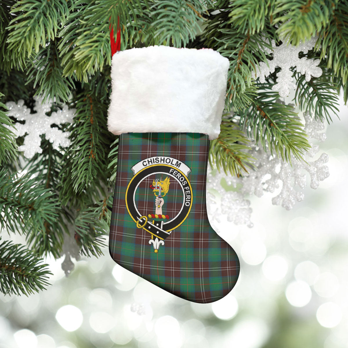 Chisholm Hunting Ancient Tartan Crest Christmas Stocking