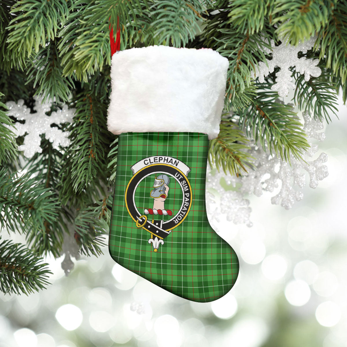 Clephan (or Clephane) Tartan Crest Christmas Stocking