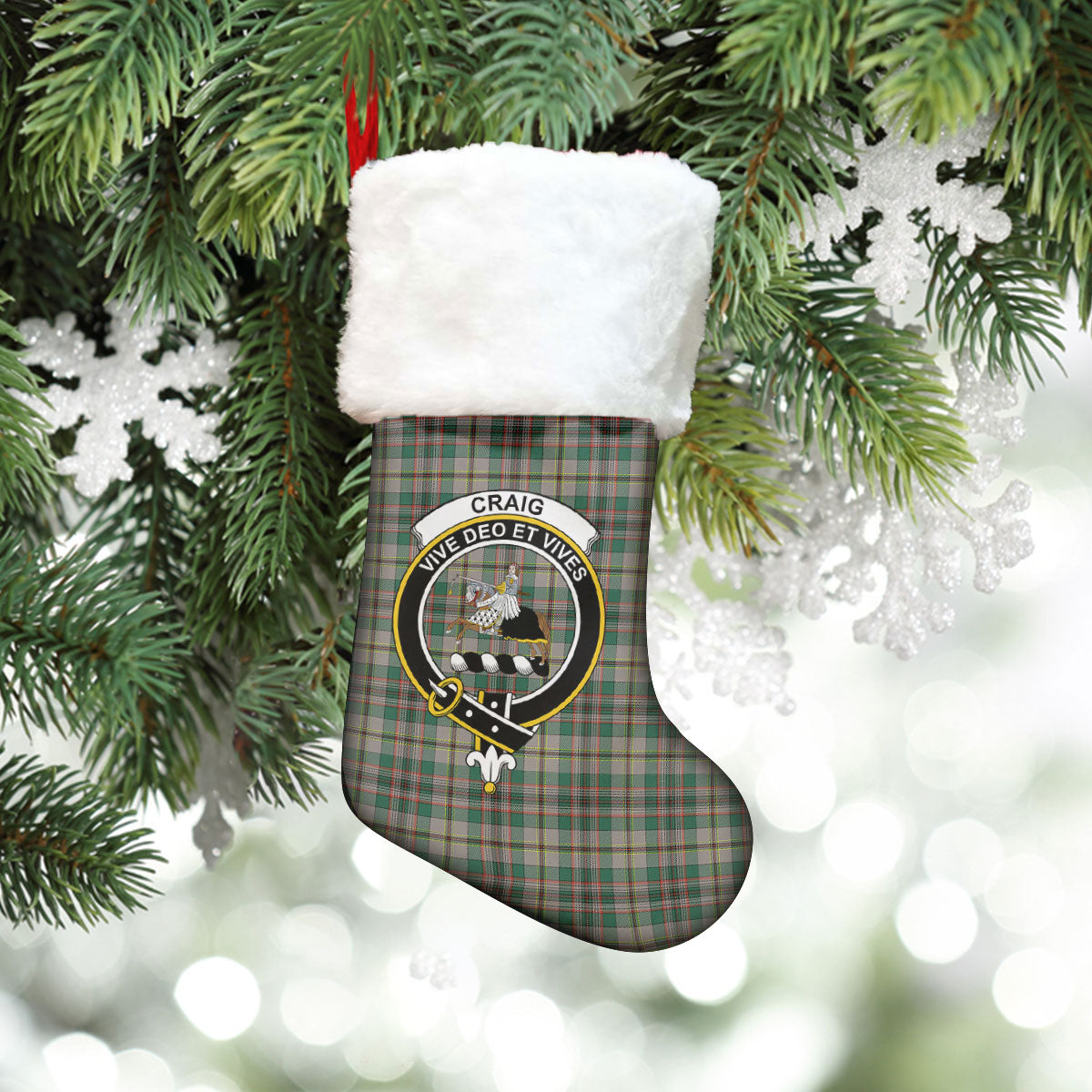 Craig Ancient Tartan Crest Christmas Stocking