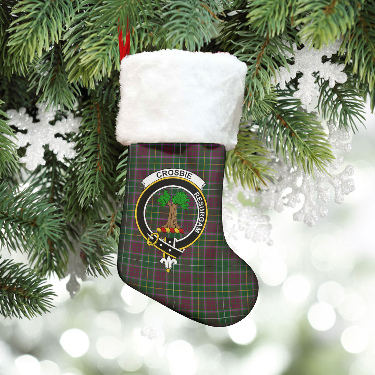 Crosbie (or Crosby) Tartan Crest Christmas Stocking