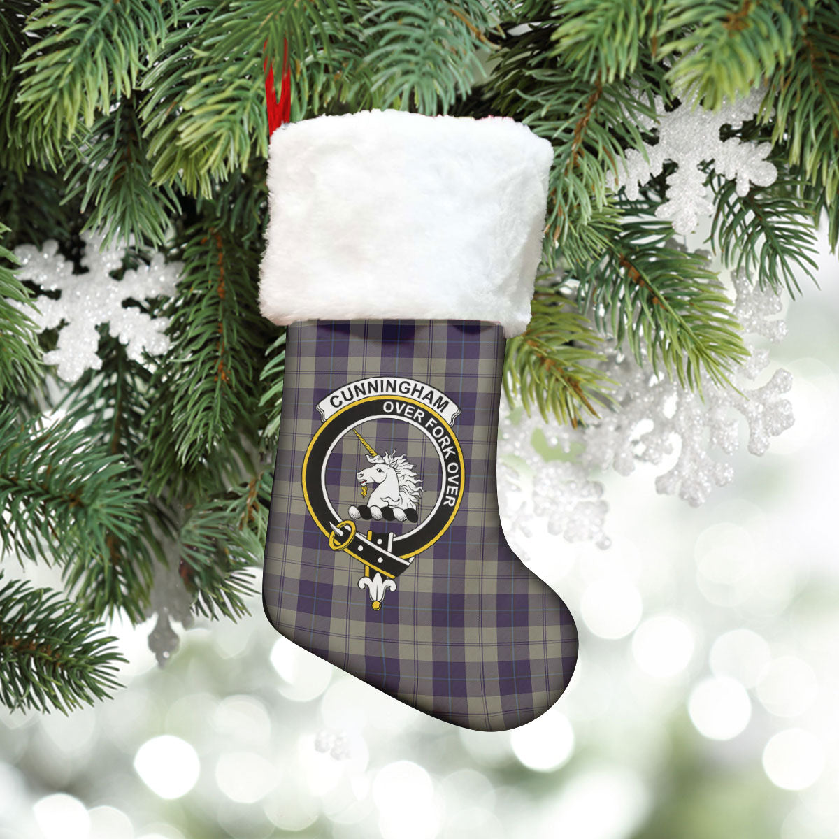 Cunningham Dress Blue Dancers Tartan Crest Christmas Stocking