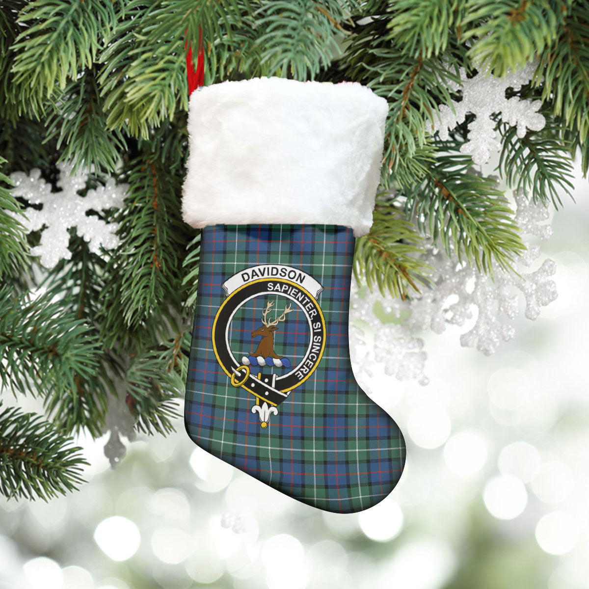 Davidson of Tulloch Tartan Crest Christmas Stocking