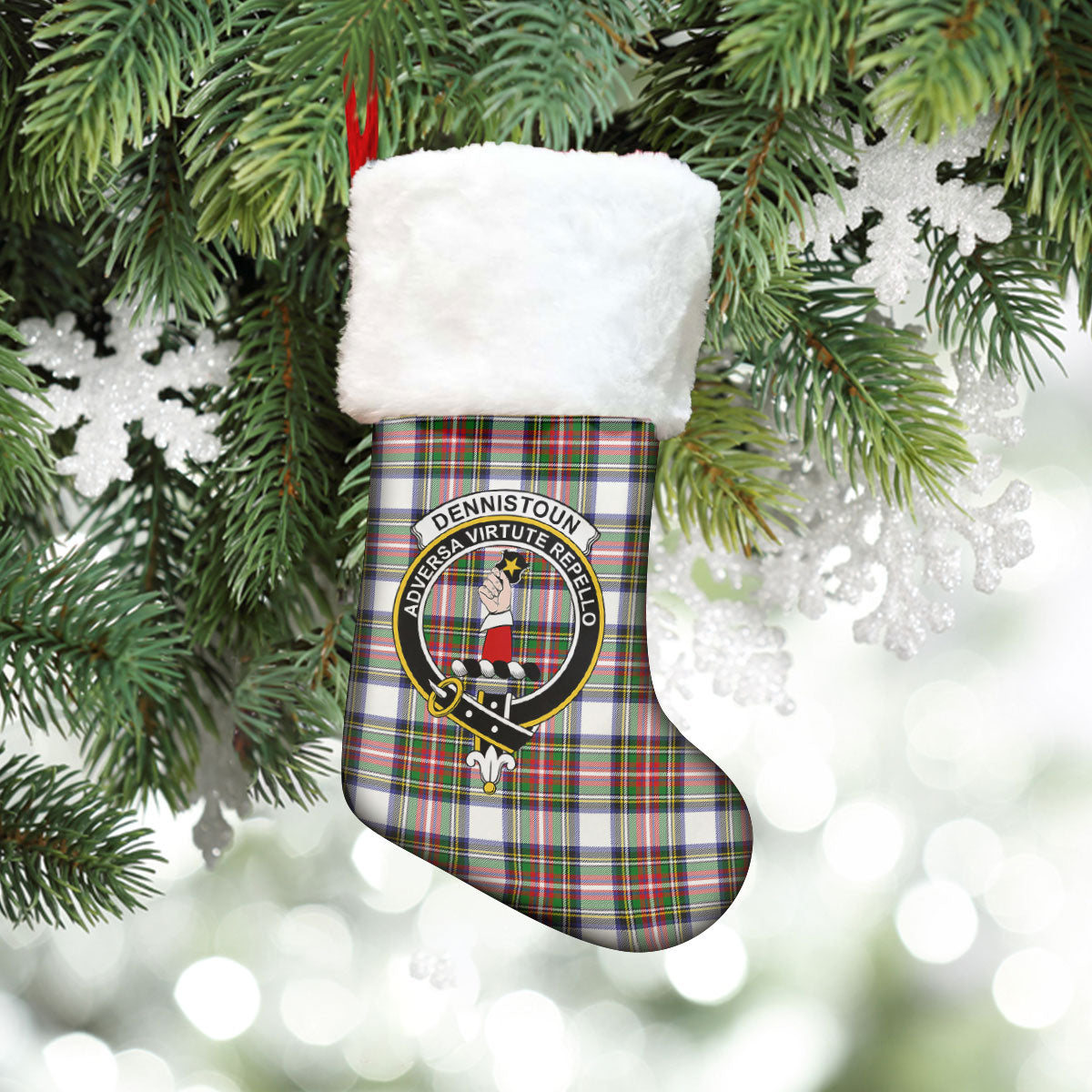 Dennistoun Tartan Crest Christmas Stocking