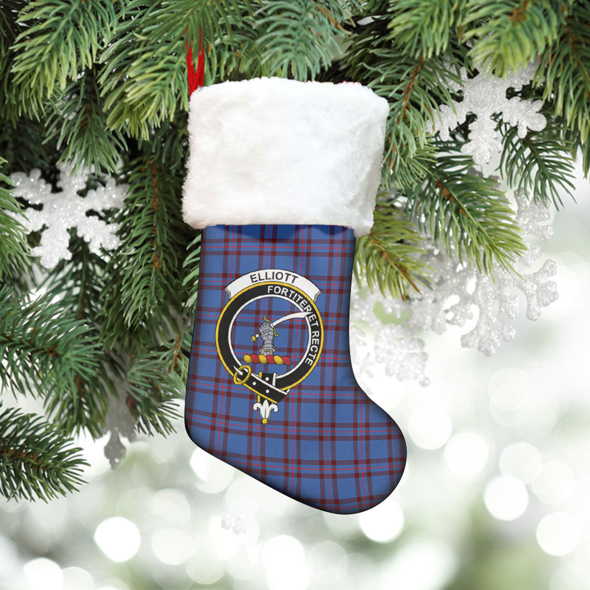 Elliott Modern Tartan Crest Christmas Stocking