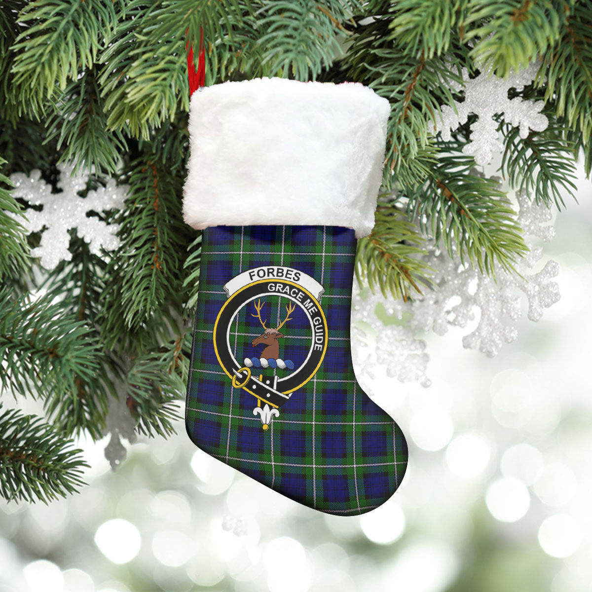 Forbes Modern Tartan Crest Christmas Stocking