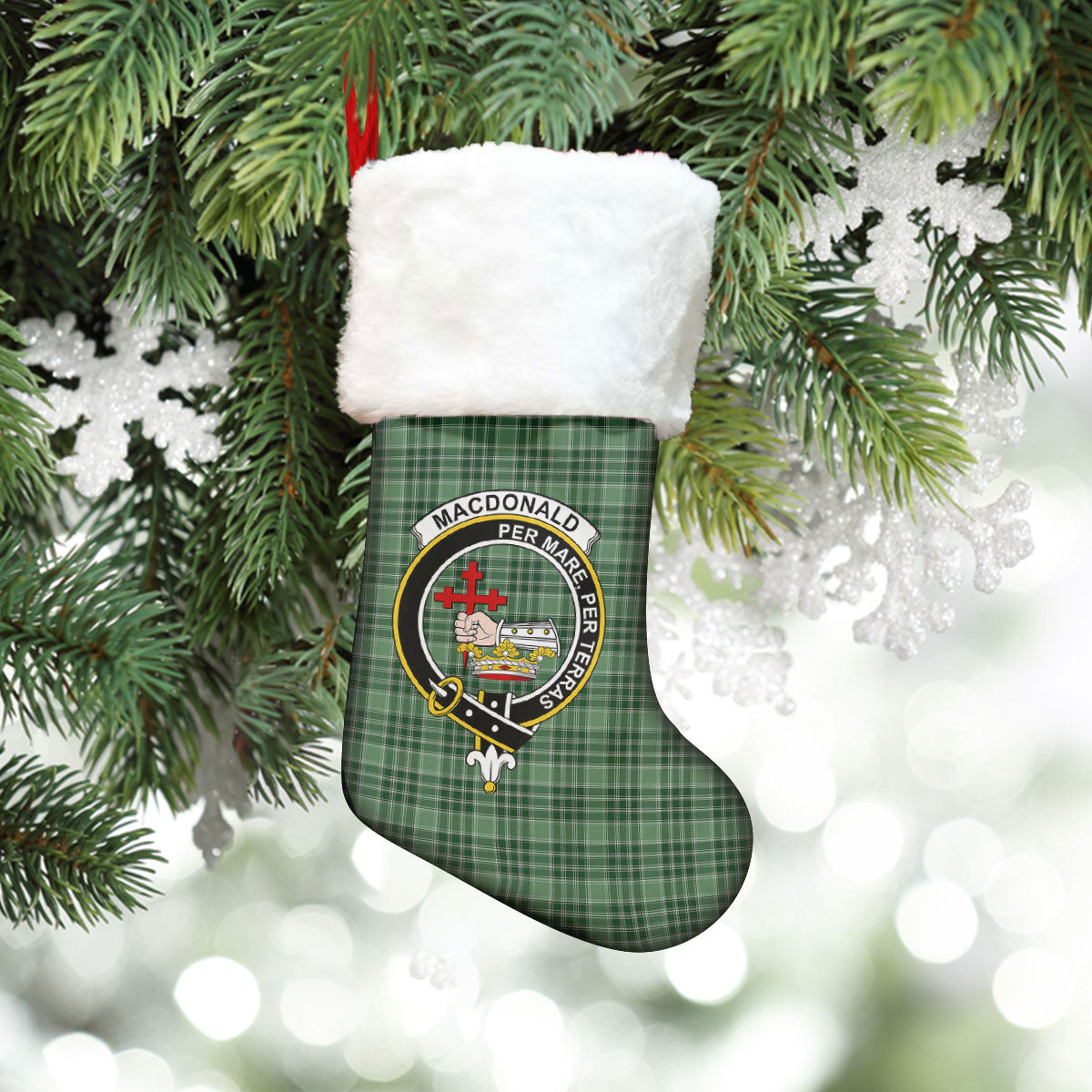 MacDonald Lord of the Isles Hunting Tartan Crest Christmas Stocking