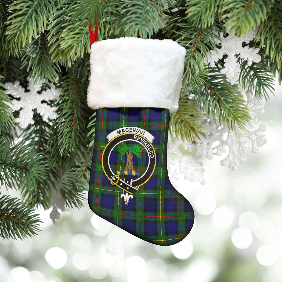 MacEwan Modern Tartan Crest Christmas Stocking