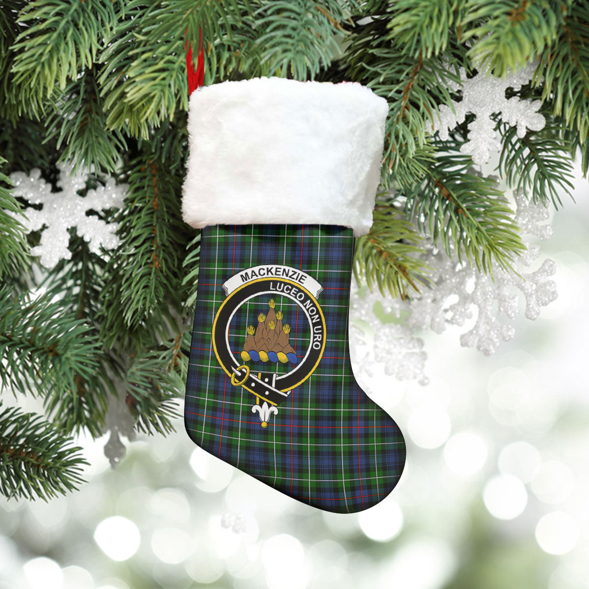 MacKenzie Modern Tartan Crest Christmas Stocking