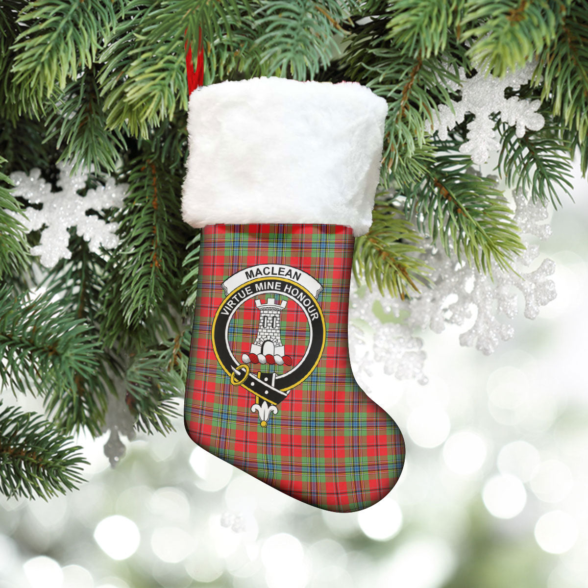 MacLean of Duart Modern Tartan Crest Christmas Stocking