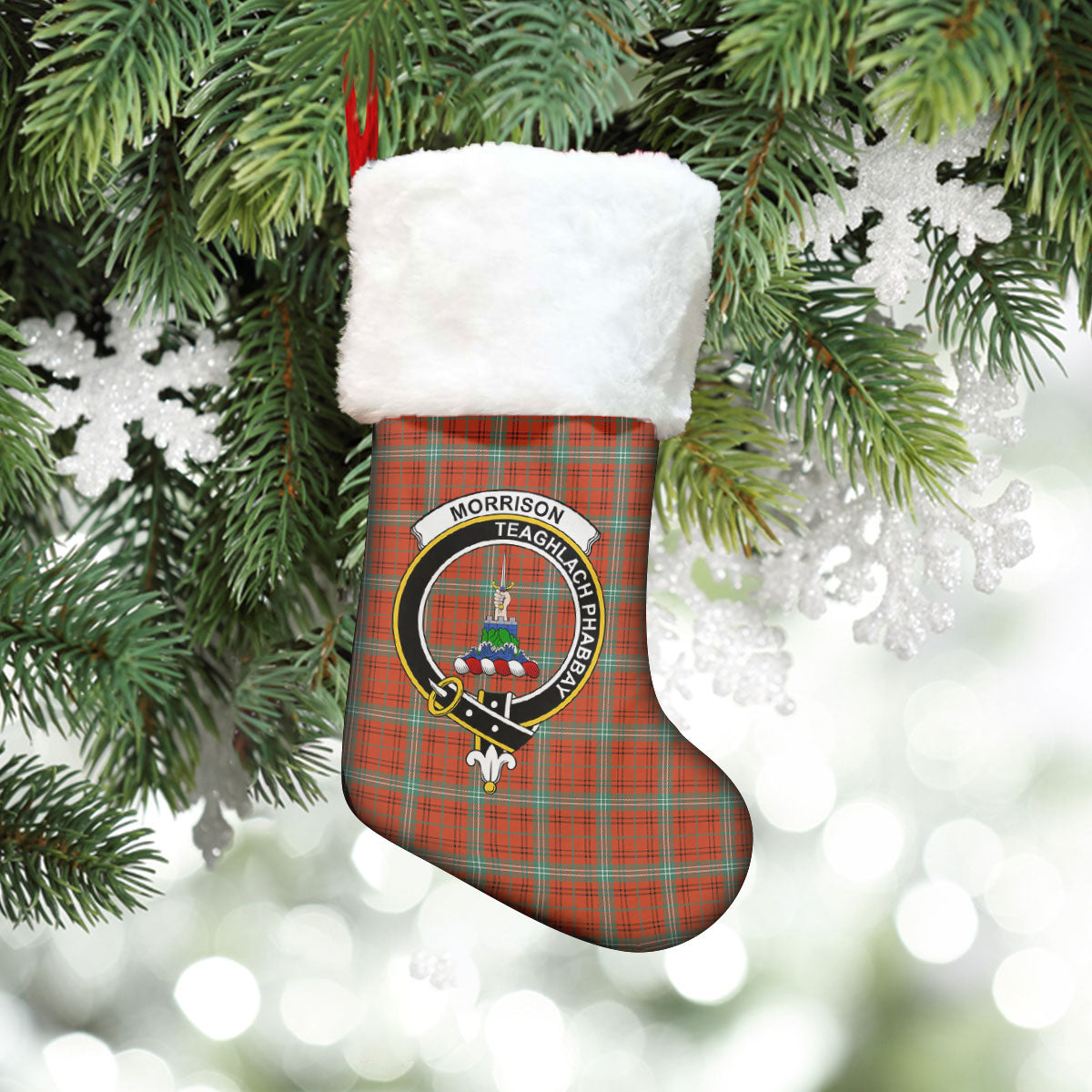 Morrison Red Ancient Tartan Crest Christmas Stocking