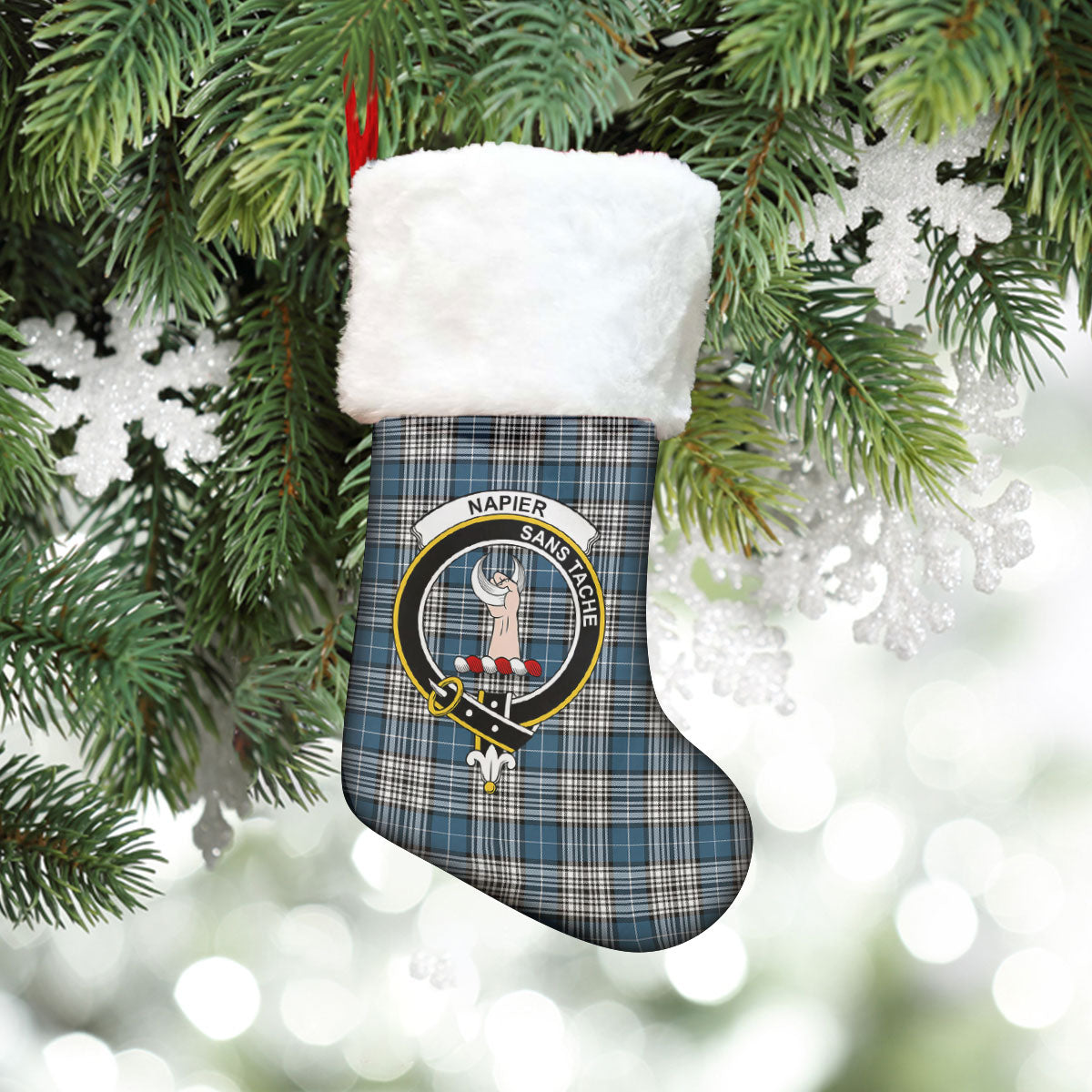 Napier Modern Tartan Crest Christmas Stocking