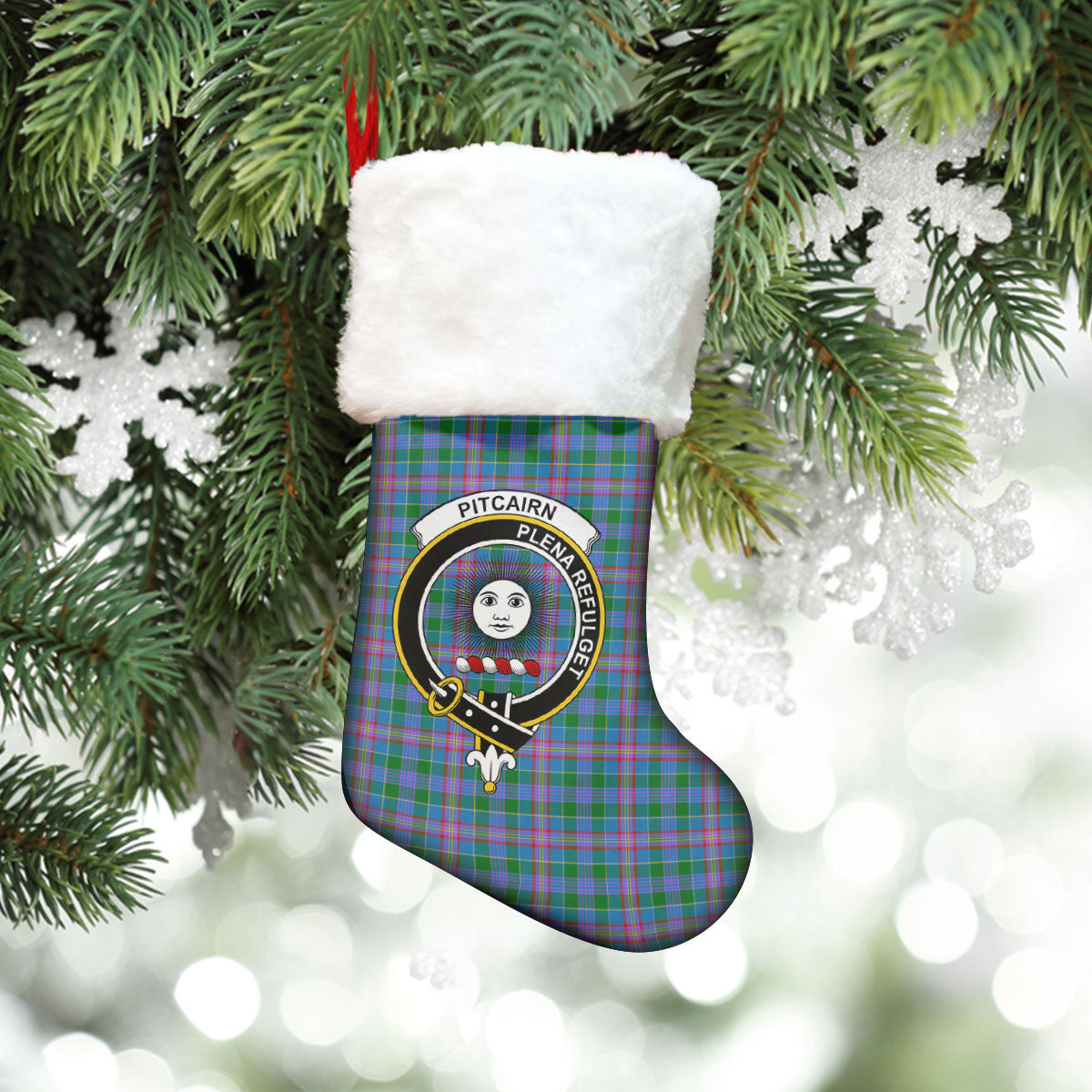 Pitcairn Hunting Tartan Crest Christmas Stocking