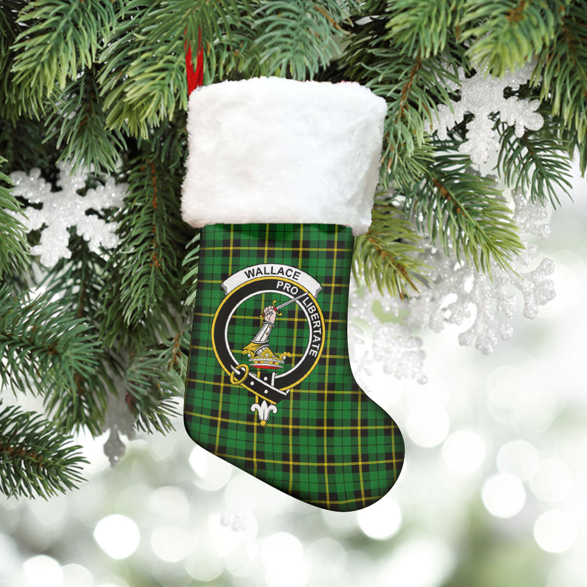 Wallace Hunting Modern Tartan Crest Christmas Stocking