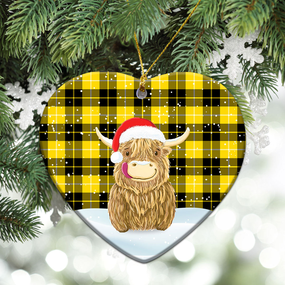 Barclay Dress Modern Tartan Christmas Ceramic Ornament - Highland Cows Style