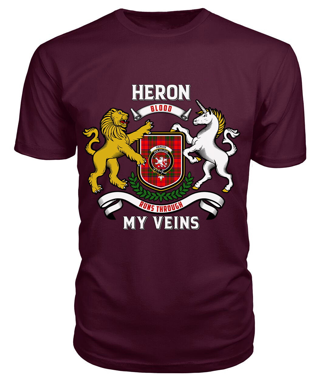 Heron Tartan Crest 2D T-shirt - Blood Runs Through My Veins Style