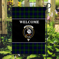 Campbell Tartan Crest Black Garden Flag