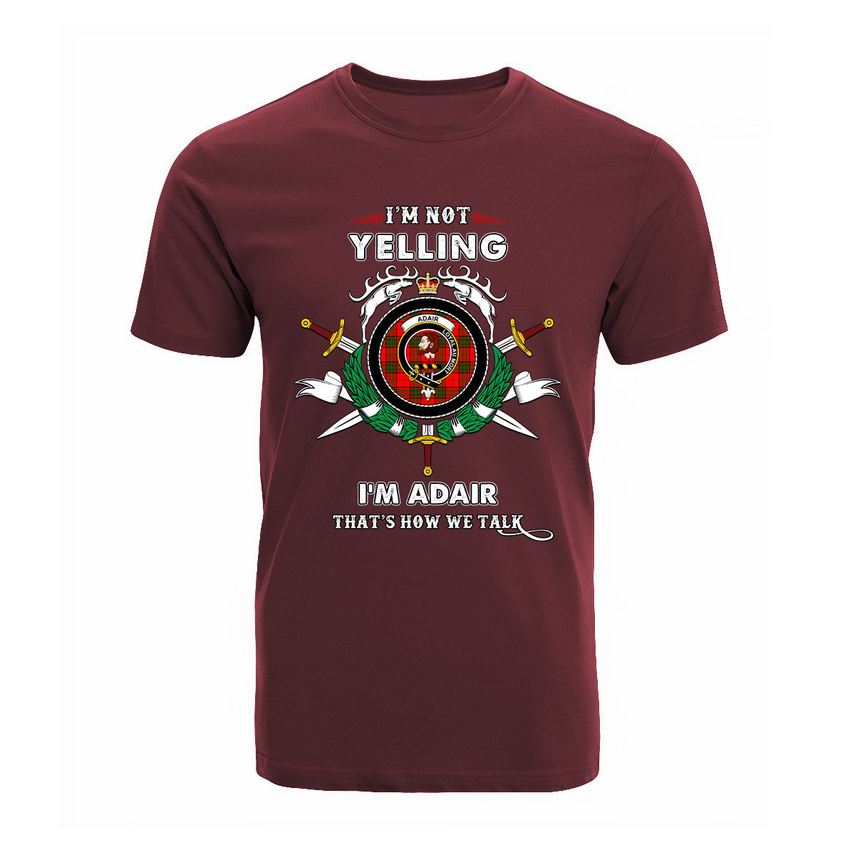 Adair Tartan Crest T-shirt - I'm not yelling style