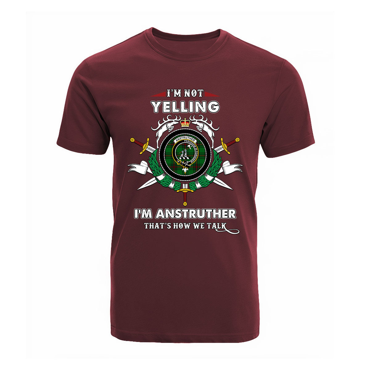 Anstruther Tartan Crest T-shirt - I'm not yelling style