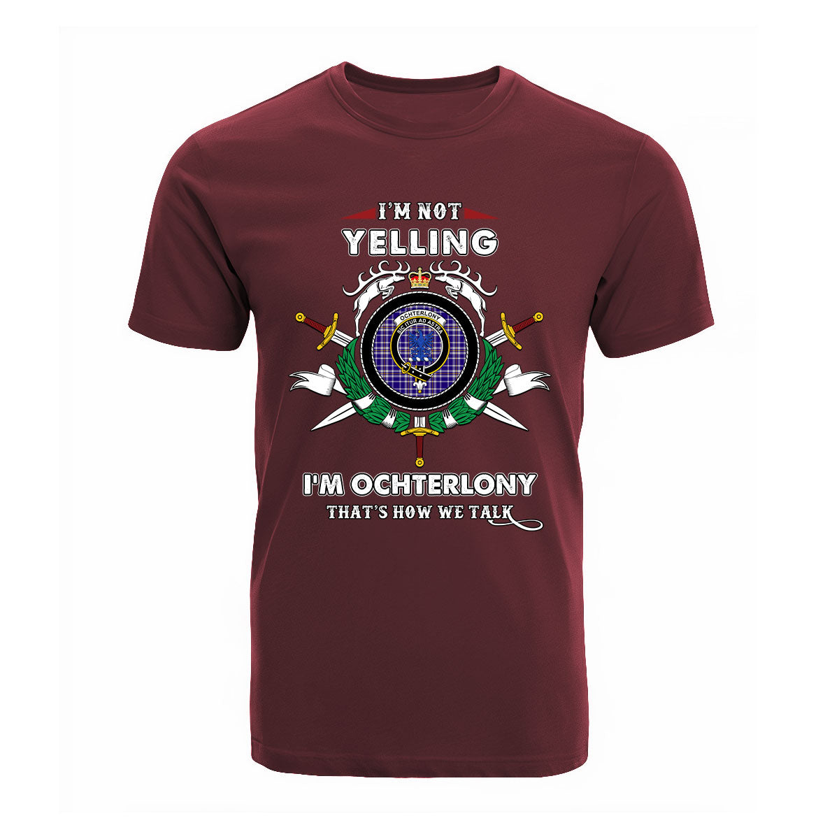 Ochterlony Tartan Crest T-shirt - I'm not yelling style