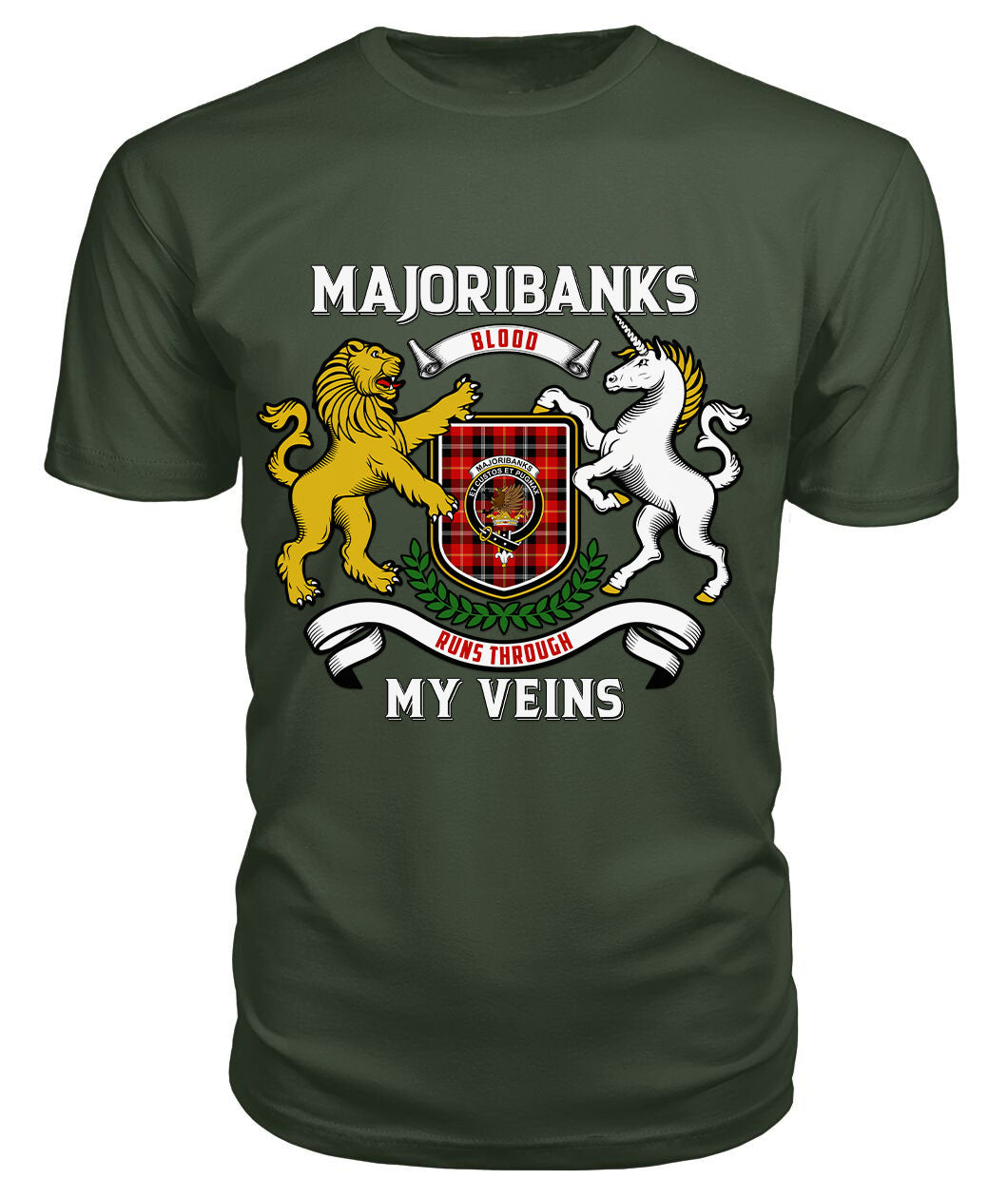 Majoribanks Tartan Crest 2D T-shirt - Blood Runs Through My Veins Style