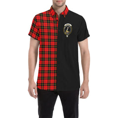 Wallace Hunting - Red Tartan Men Shirt Haft Style