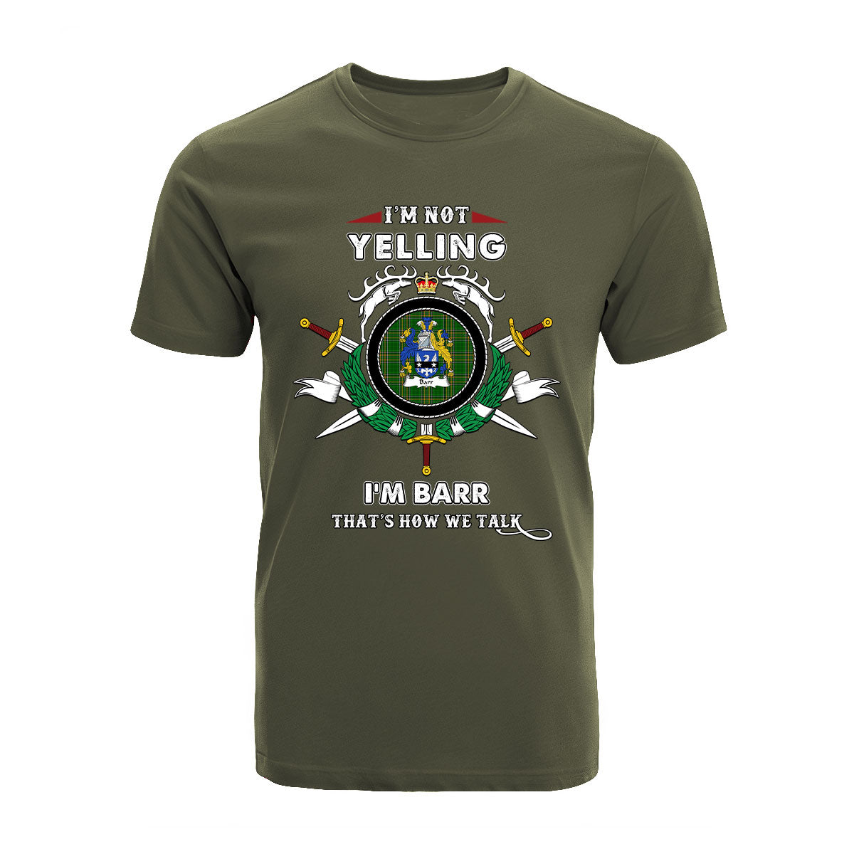 Barr Tartan Crest T-shirt - I'm not yelling style