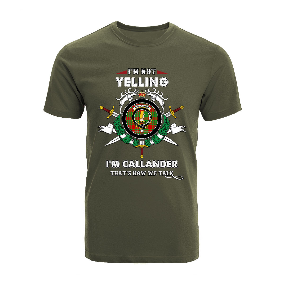 Callander Tartan Crest T-shirt - I'm not yelling style