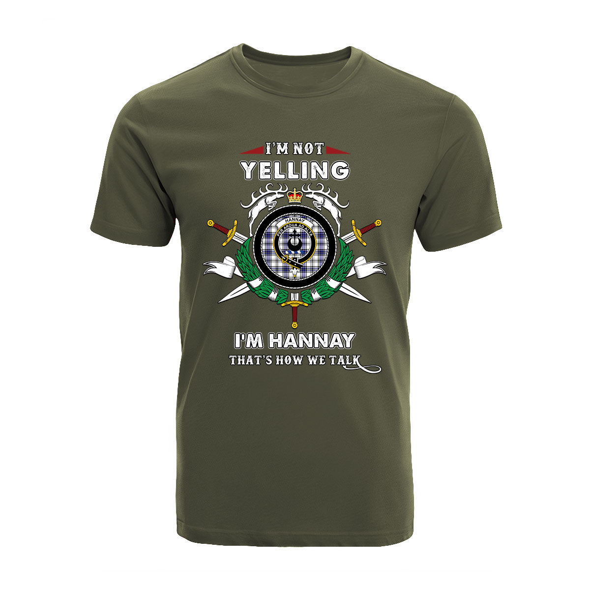 Hannay Tartan Crest T-shirt - I'm not yelling style