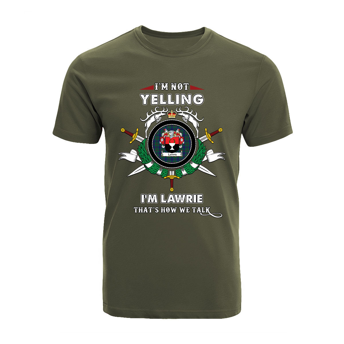 Lawrie Tartan Crest T-shirt - I'm not yelling style