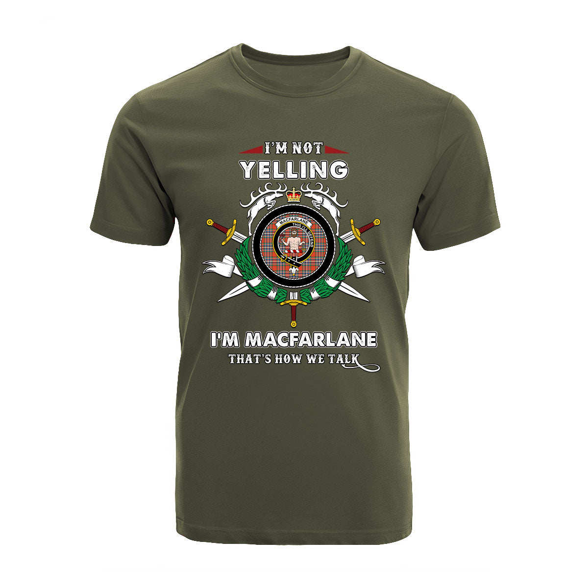 MacFarlane Tartan Crest T-shirt - I'm not yelling style