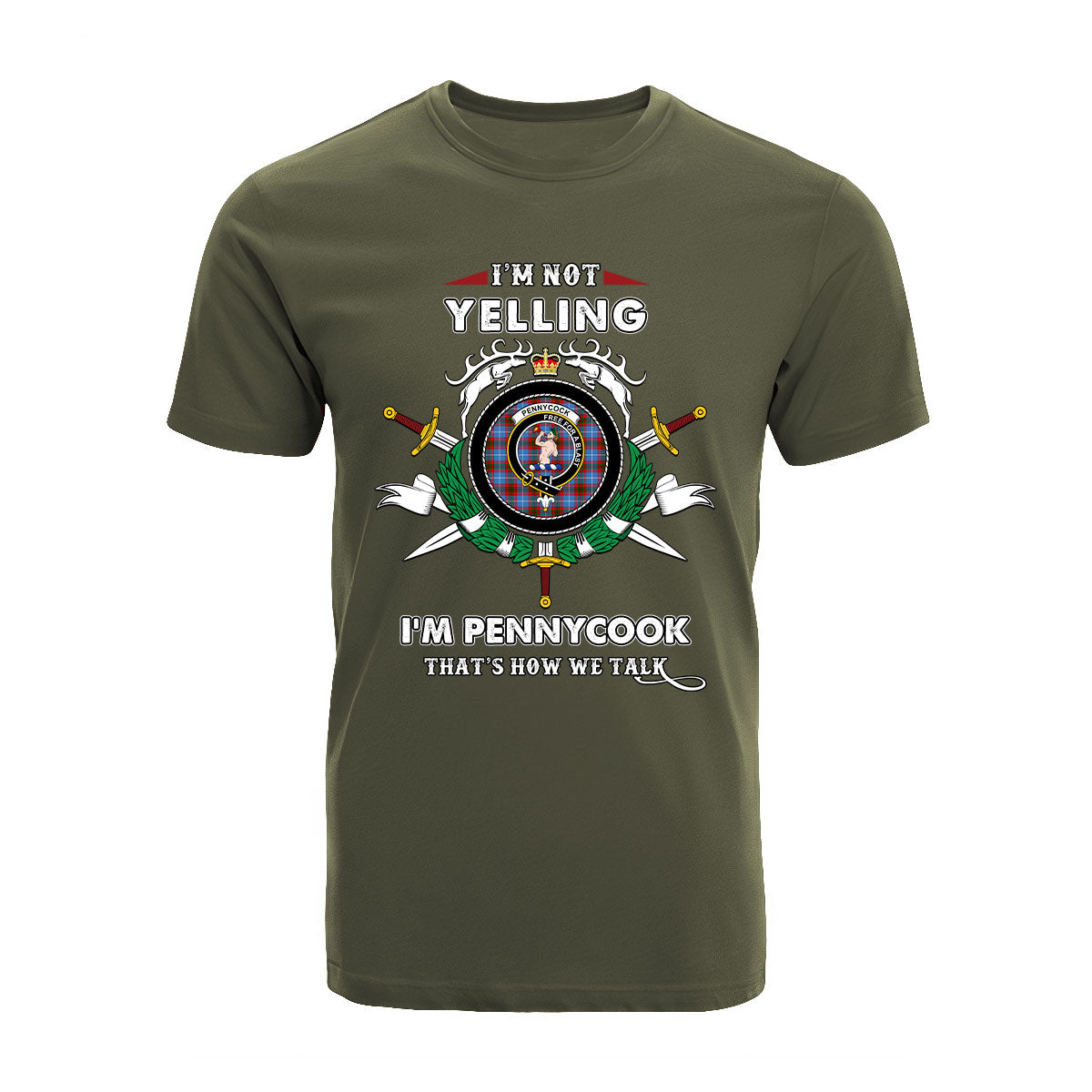 Pennycook Tartan Crest T-shirt - I'm not yelling style