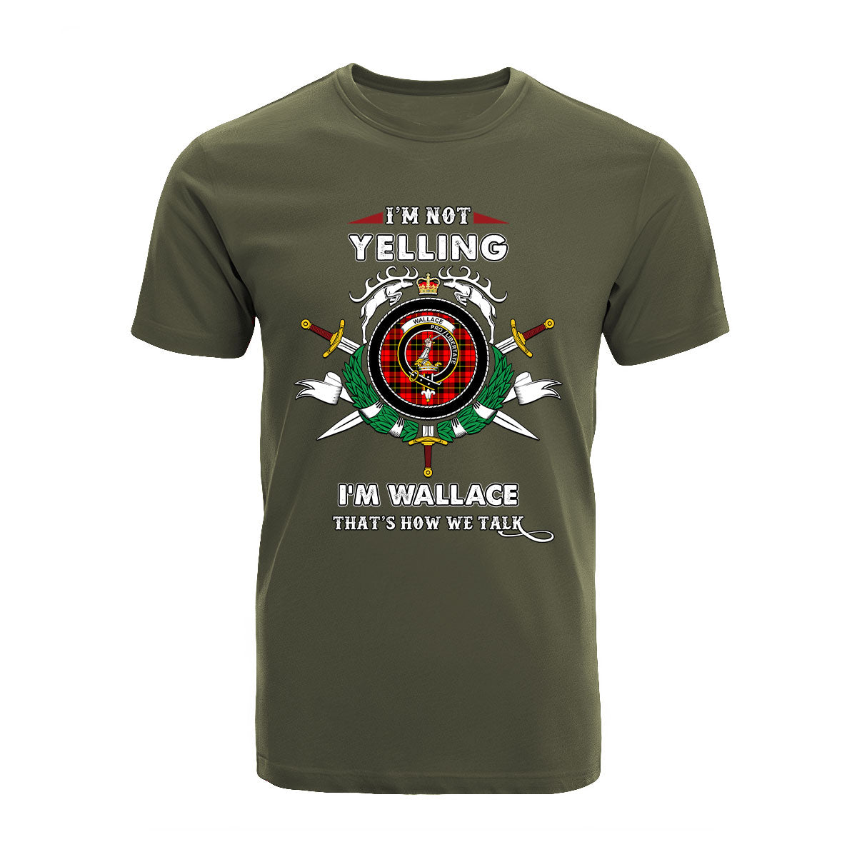 Wallace Tartan Crest T-shirt - I'm not yelling style