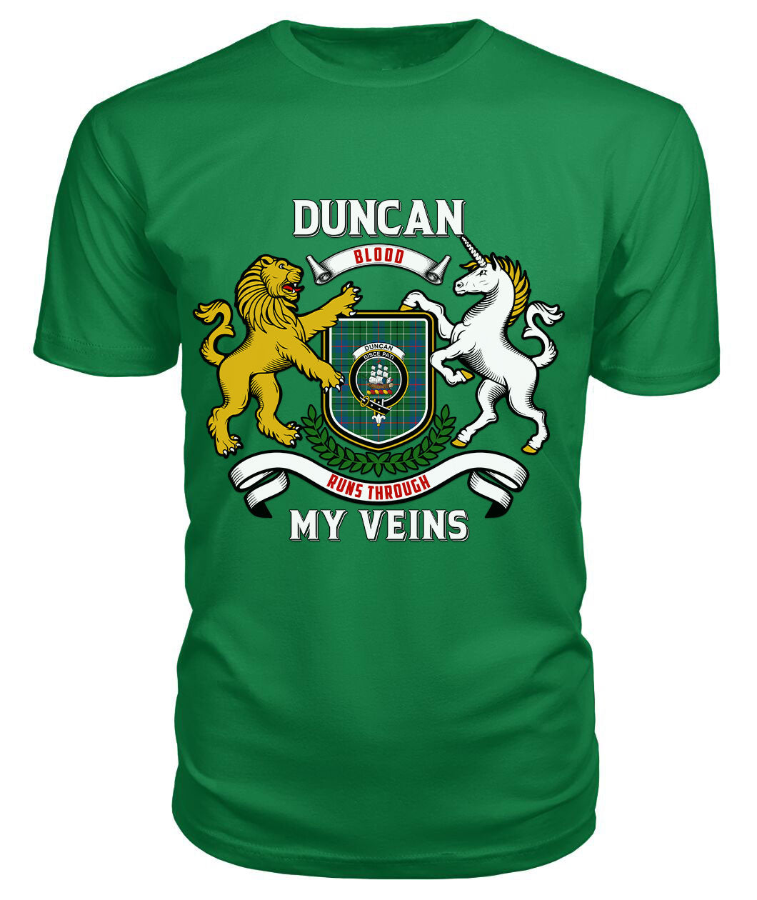 Duncan Ancient Tartan Crest 2D T-shirt - Blood Runs Through My Veins Style