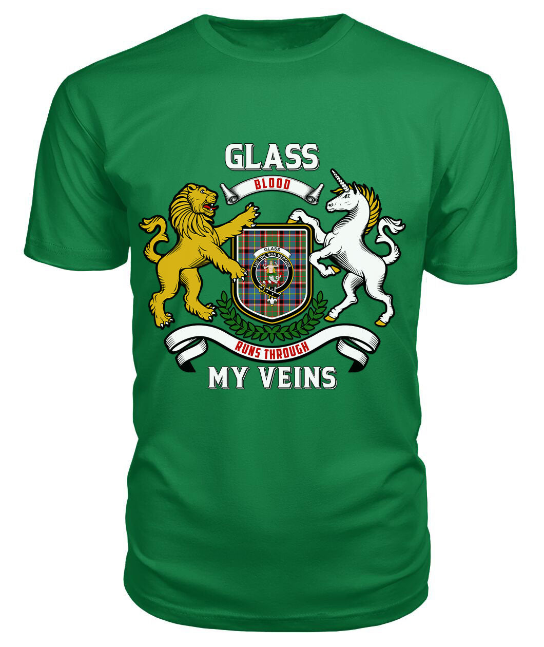 Glass Tartan Crest 2D T-shirt - Blood Runs Through My Veins Style