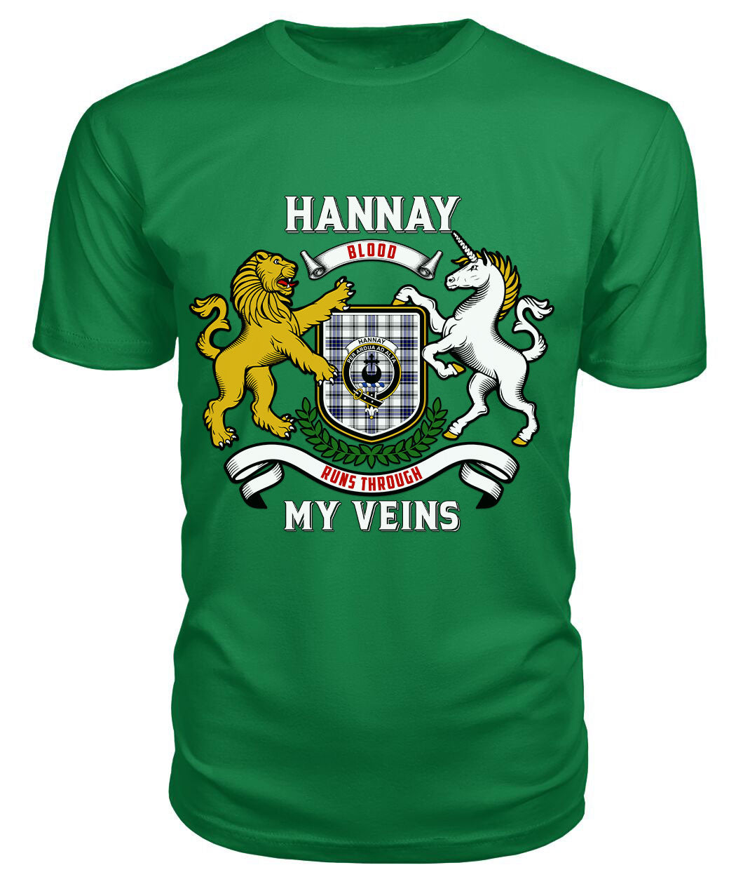 Hannay Modern Tartan Crest 2D T-shirt - Blood Runs Through My Veins Style