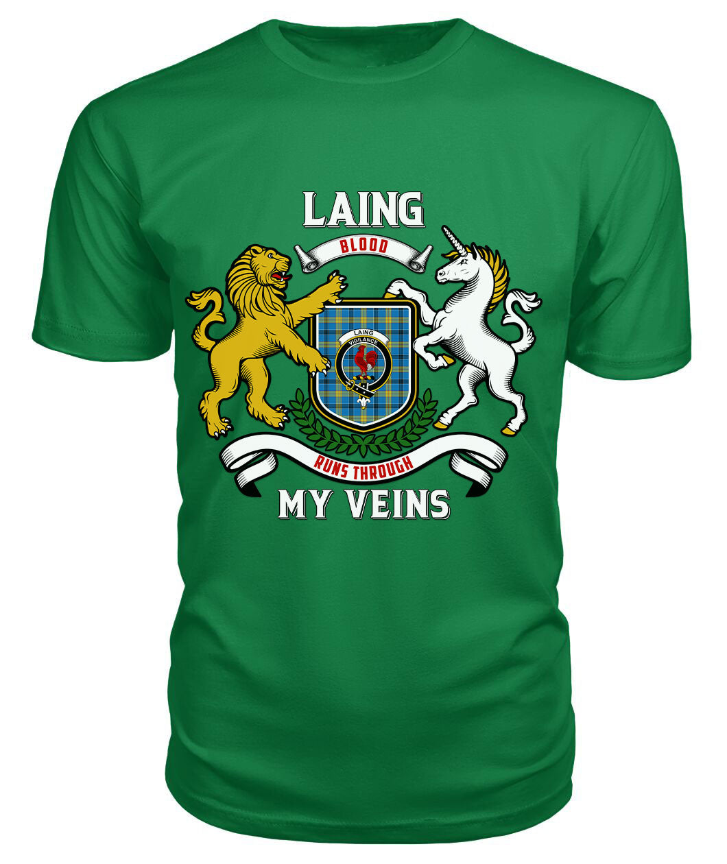 Laing Tartan Crest 2D T-shirt - Blood Runs Through My Veins Style