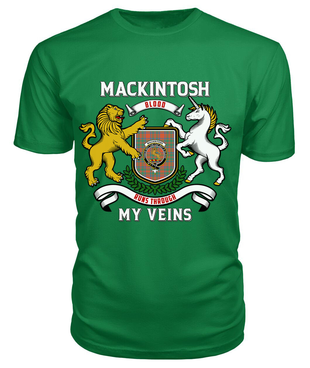 MacKintosh Ancient Tartan Crest 2D T-shirt - Blood Runs Through My Veins Style