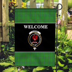 Currie Tartan Crest Black Garden Flag