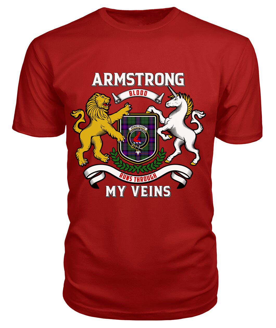 Armstrong Modern Tartan Crest 2D T-shirt - Blood Runs Through My Veins Style