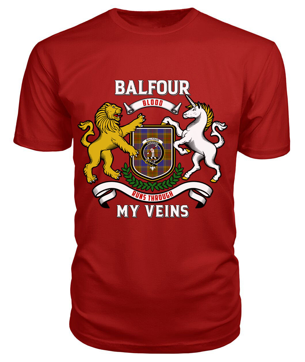 Balfour Modern Tartan Crest 2D T-shirt - Blood Runs Through My Veins Style