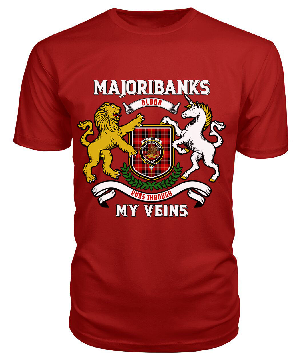 Majoribanks Tartan Crest 2D T-shirt - Blood Runs Through My Veins Style