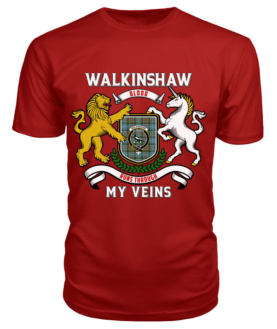 Walkinshaw Tartan Crest 2D T-shirt - Blood Runs Through My Veins Style